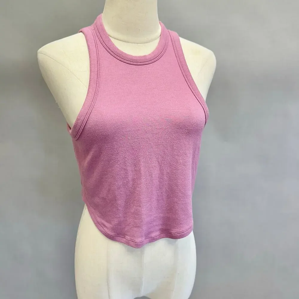 Lululemon Hold Tight Cropped Ribbed‎ Tank Top in Velvet Dust-pink Size 10